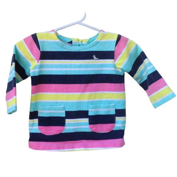 CARTER'S Blue Pink Pastel Striped Sweatshirt 6 Months - Picture 1 of 4